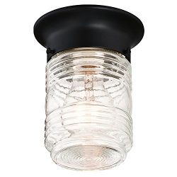 Design House 587220 Jelly Jar 1-Light Indoor/Outdoor Flush Mount Ceiling Light, Black