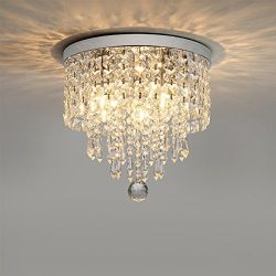 Hsyile KU300142 Modern Chandelier Crystal Ball Fixture Pendant Ceiling Lamp H9.84″ X W9.84 ...