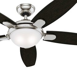 Hunter 54 in. Contemporary Ceiling Fan in Brushed Nickel with LED Light and Remote Control (Cert ...