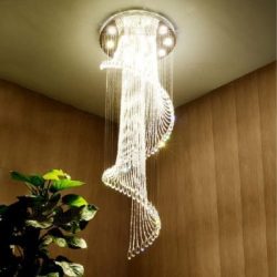 Saint Mossi Modern K9 Crystal Spral Raindrop Chandelier Lighting Flush mount LED Ceiling Light F ...