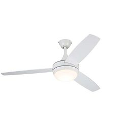 Beach Creek 44-in White Integrated Led Indoor Downrod Or Close Mount Ceiling Fan with Light Kit  ...