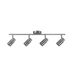 Globe Electric Kenneth 4 Track Lighting, Brushed Steel Finish, Chrome Accents, LED Bulbs Include ...