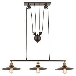 CO-Z Oil Rubbed Bronze 3 Light Linear Chandelier, Vintage Ceiling Lighting Fixture for Kitchen I ...