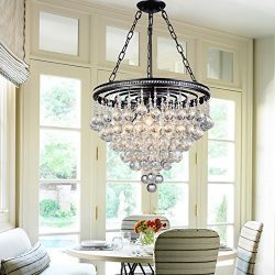 Saint Mossi Modern K9 Crystal Raindrop Chandelier Lighting Flush mount LED Ceiling Light Fixture ...