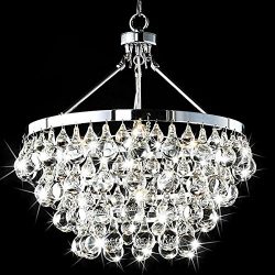 Saint Mossi Modern K9 Crystal Raindrop Chandelier Lighting Flush mount LED Ceiling Light Fixture ...