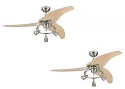 Westinghouse Elite 48-Inch Brushed Nickel Indoor Ceiling Fan, Light Kit with Three Spotlights (B ...