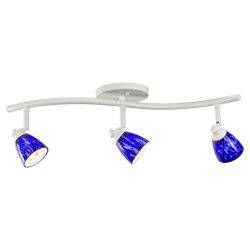 Direct-Lighting 3 Lights Adjustable Track Lighting Kit – White Finish – Blue Glass T ...