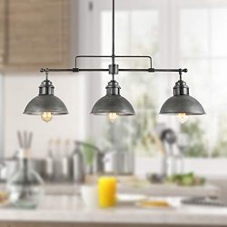 LOG BARN A03255 Transitional Pool Table Light, 3-Light Linear Chandeliers Kitchen Island Pendant ...