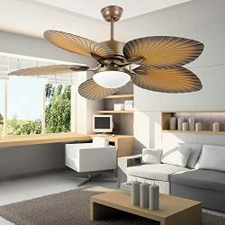 Andersonlight 52 inches Tropical Ceiling Fan Remote Indoor Outdoor Fan Light 5 ABS Palm Blades a ...