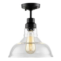 HMVPL Industrial Edison Close to Ceiling Light, Rustic Mini Semi Flush Mounted Pendant Lighting  ...