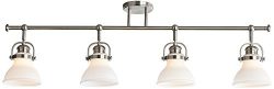 Luca 4-Light Satin Nickel Opal White Shades Track Fixture