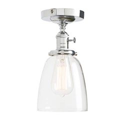 Permo Vintage Industrial Semi Flush Mount Ceiling Light Fixture Pendant Lighting with Oval Cone  ...