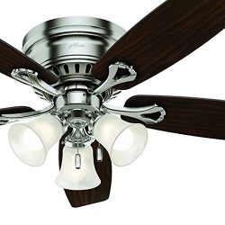 Hunter Fan 52 inch Brushed Nickel Finish Casual Ceiling Fan with Light Kit and Remote Control (C ...