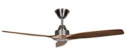 Hyperikon 52-Inch Sleek Contemporary Ceiling Fan, 3 Blades No Light Ceiling Fan 30W, Brushed Nic ...