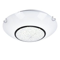 AUDIAN Flush Mount Ceiling Light Ceiling Lamp Dimmable LED Modern Roundness Glass Shade K9 Cryst ...