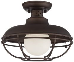 Franklin Park 12″ Wide Bronze Metal Cage Ceiling Light