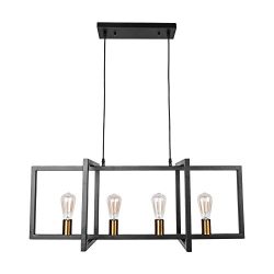 Lingkai Kitchen Island Pendant Light Modern Chandelier 4-Light Ceiling Light Industrial Pendant  ...