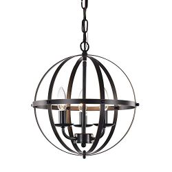 LaLuLa Chandeliers Bronze Orb Chandelier 3 Light Pendant Light Fixture UL Listed