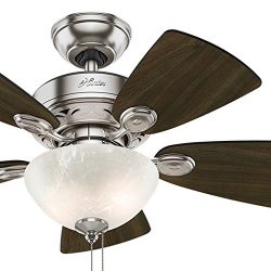 Hunter Fan 34 inch Brushed Nickel Finish Casual Ceiling Fan with Light Kit (Certified Refurbished)