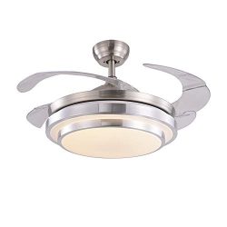 Modern Fashion Retractable Blades Ceiling Fan with Light 36 Inch Fan Chandelier for Indoor Livin ...