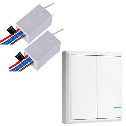 Wireless Light Switch and Receiver Kit for Lamps Ceiling Fans Appliances, Night Light Indicator, ...