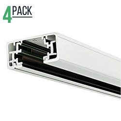 Track Lighting Section, 4ft H Track Rail, White Single Circuit 3-Wire Track Rail (Pack of 4) (White)