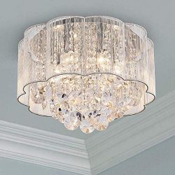 Modern Crystal Raindrop Chandelier Lighting Flush Mount LED Ceiling Light Fixture Pendant Lamp f ...