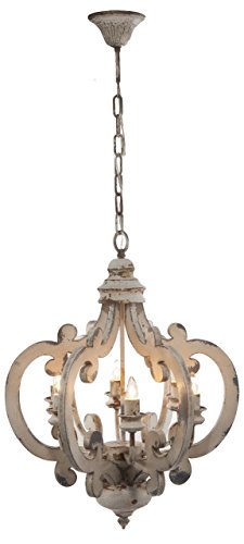 A&B Home Wood and Metal Chandelier 20.5″ x 18″ x 24″ (Renewed)