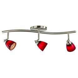 Direct-Lighting 3 Lights Adjustable Track Lighting Kit – Brushed Steel Finish – Red  ...