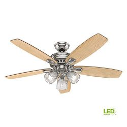 Hunter Highbury II 52 in. LED Indoor Brushed Nickel Ceiling Fan with Light Kit and Reversible Blades