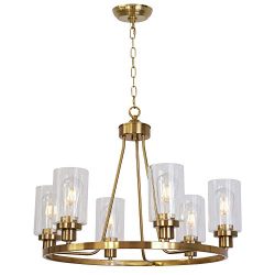 MELUCEE Island Lighting Brass 6 Lights Round Chandelier Flush Mount Dining Room Lighting Fixture ...