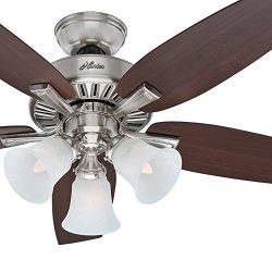 Hunter Fan 46 inch Brushed Nickel Finish Ceiling Fan with Light Kit and Remote Control (Renewed)