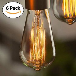 Edison Bulb (6 Pack) | Vintage Incandescent Light Bulbs for Home Office Lighting – 60 watt ...