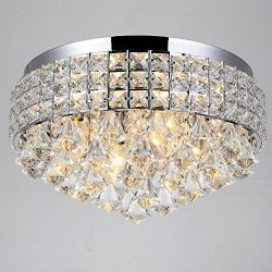 4 Lights Crystal Flush Mount Ceiling Lighting Fixture for Walking Way Living Room, Bedroom,Kitch ...