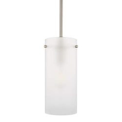 Effimero Large Hanging Pendant Light | Brushed Nickel Kitchen Island Light, Frosted Glass Shade  ...