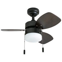 Honeywell Ceiling Fans 50602-01 Ocean Breeze Contemporary, 30” LED Frosted Light, Light Oak/Sati ...