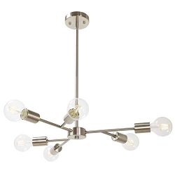 Lucidce Pendant Light Contemporary Stem Hung Chandelier Fixture Modern Ceiling Lamp with 6 Light ...