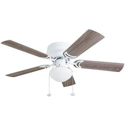 Prominence Home 80092-01 Alvina Ceiling Fan, Barnwood / White Blades, LED Globe Light Hugger/Low ...