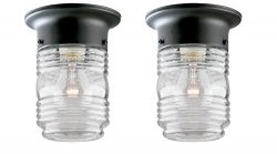 One-Light Jelly Jar Porch-Light 2 Pack (Matte Black 2 Pack)