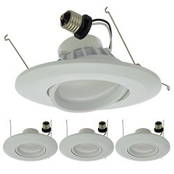 LEDwholesalers 6″ (5″-Compatible) Recessed Dimmable 15W LED Adjustable Head Downligh ...