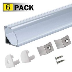 StarlandLed 6 Pack 1M/3.3ft V-Shape LED Channel Aluminum with Clear PC Cover for Strip Lights Mo ...