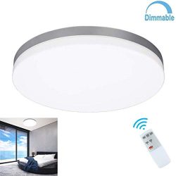 30W Modern Dimmable Led Flushmount Ceiling Light Fixture with Remote-13 Inch Brightness Adjustab ...