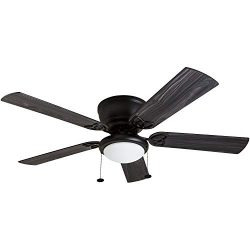 Prominence Home 50853-01 Benton Ceiling Fan, Barnwood/Black Blades, LED Globe Light Hugger/Low P ...