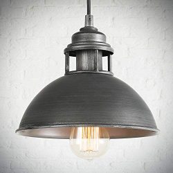 LOG BARN Pendant Lighting with Cutouts on Top, Industrial Silver Brushed Pendant Light for Kitch ...