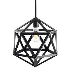 Vizerta Industrial Pendant Light | Black Vintage Modern Hanging Light with LED Bulb LL-P815-5BLK