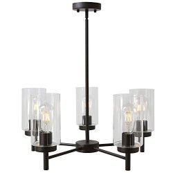 VINLUZ Contemporary 5-Light Large Chandeliers Oil Rubbed Bronze Modern Lighting Fixtures Hanging ...