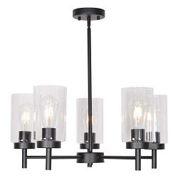 VINLUZ 5 Light Contemporary Chandeliers Black Modern Lighting Fixtures Hanging,Industrial Vintag ...