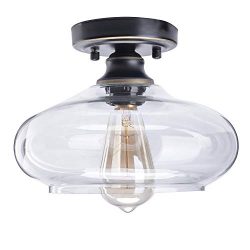 HMVPL Modern Close to Ceiling Lamp, Glass Semi Flush Mounted Pendant Ceiling Lighting Fixtures I ...