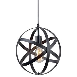 ZZ Joakoah Vintage Industrial Spherical Pendant Light, Metal Globe Ceiling Light Displays Change ...