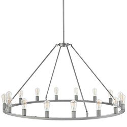 Sonoro Large 50 inch Round Dining Room Industrial Chandelier | Silver Kitchen Island Light Fixtu ...